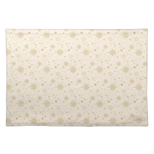 Gold Snowflakes and Stars Cloth Placemat