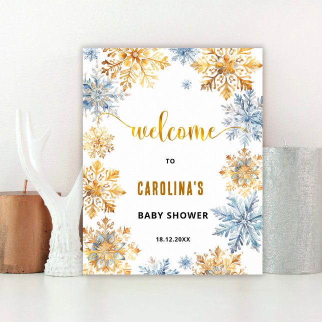 Gold Snowflakes Baby Shower Welcome Sign (Creator Uploaded)