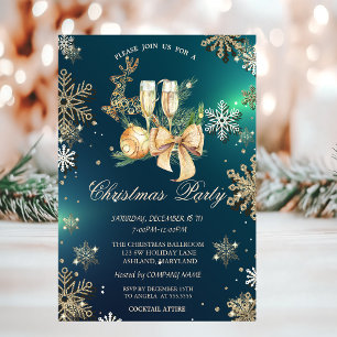 Gold Snowflakes,Christmas Balls,Reineer Company Invitation