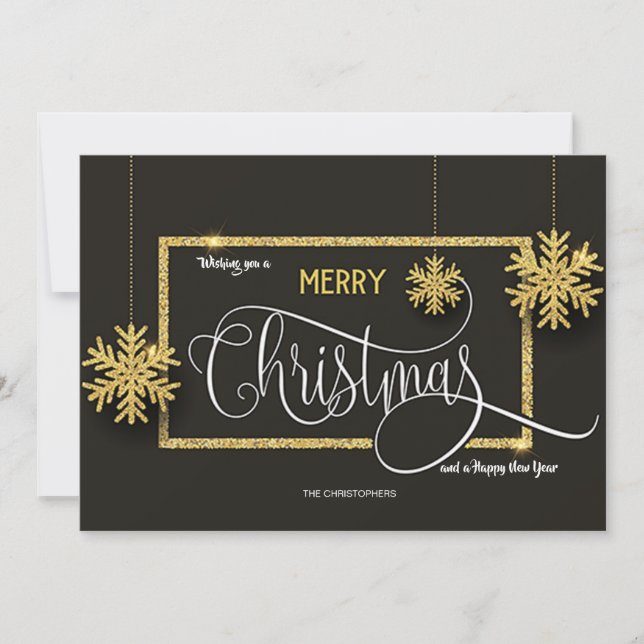Gold Snowflakes Christmas Card (Front)