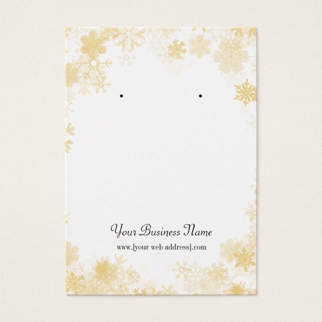 Gold Snowflakes Christmas Earring Display Card (Front)