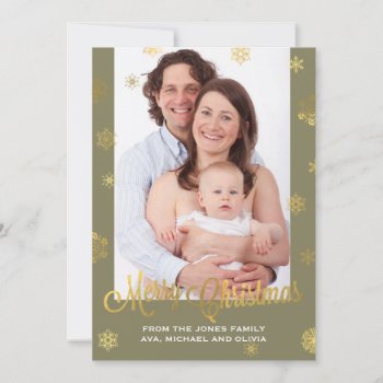 Gold Snowflakes Christmas Photo Holiday Card by goskell at Zazzle