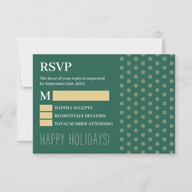Gold Snowflakes, Christmas RSVP (Front)