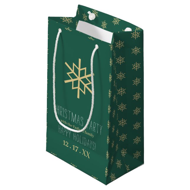 Gold Snowflakes, Christmas Small Gift Bag (Front Angled)