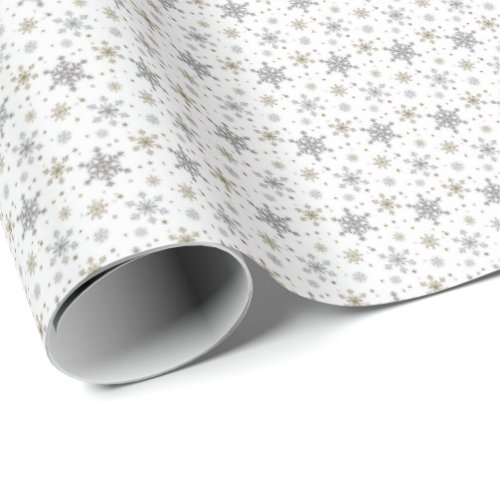 Gold Snowflakes Christmas Small Pattern Wrapping Paper