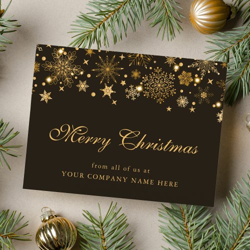 Gold Snowflakes Company Christmas Greeting Postcard