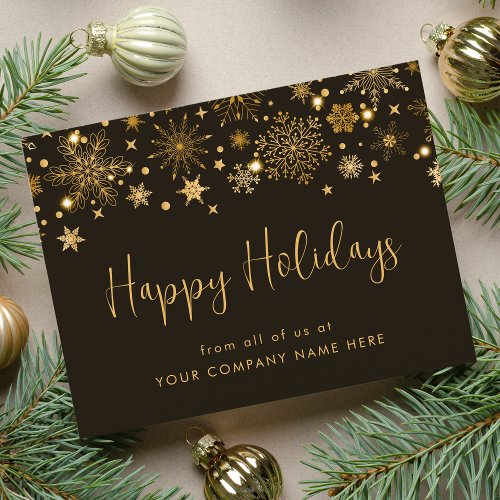Gold Snowflakes Corporate Christmas Greeting Postcard
