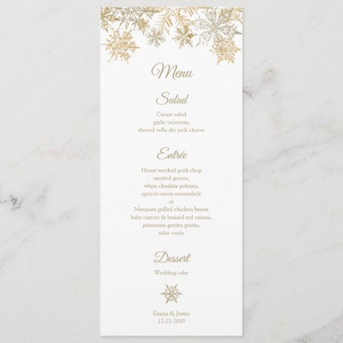 Gold Snowflakes Elegant Winter Christmas Theme Menu