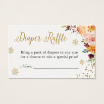 Gold Snowflakes Floral Baby Shower Diaper Raffle