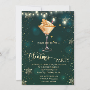 Gold Snowflakes,Gingerbread Drink Christmas Invitation