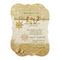 Gold Snowflakes ,Glittery,Company Christmas Party Invitation