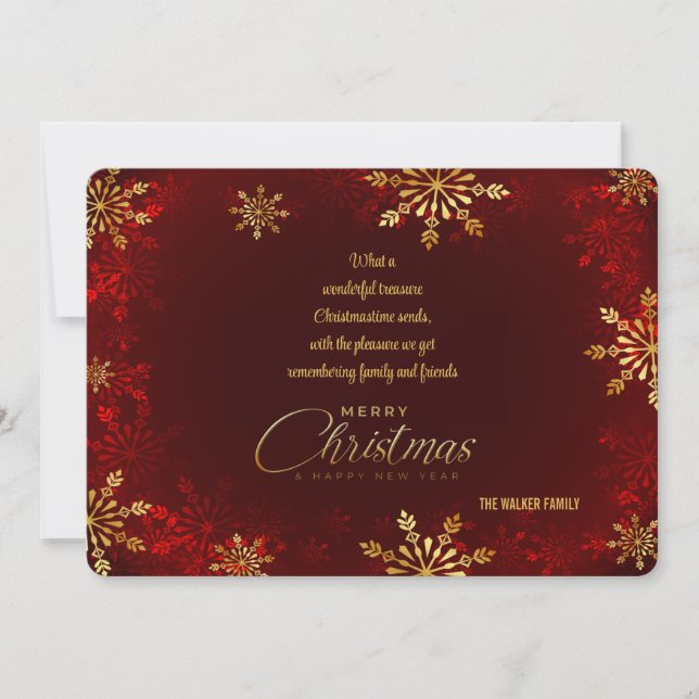 Gold Snowflakes Holiday Greeting Card (Front)