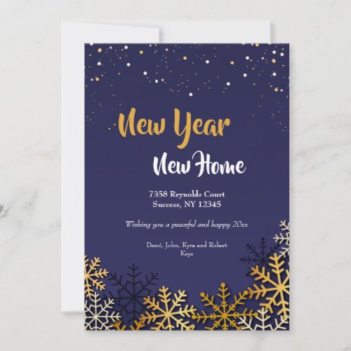 Gold Snowflakes Holiday New Home Card