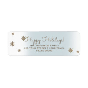 Gold Snowflakes. Holiday Return Address Labels