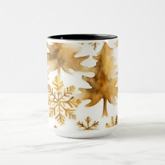 Gold Snowflakes Holiday Trees  Mug