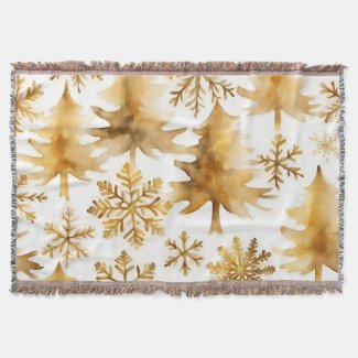 Gold Snowflakes Holiday Trees 
