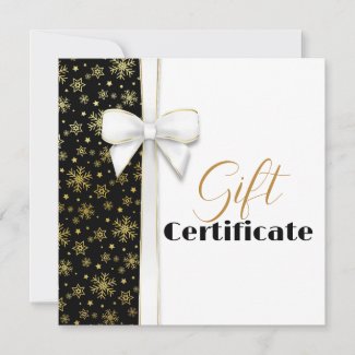 Gold Snowflakes Luxury Christmas White Bow Black