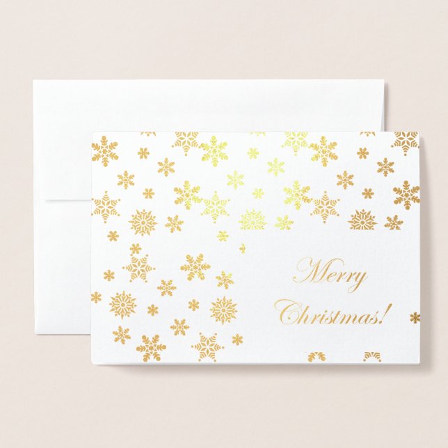 Gold Snowflakes Merry Christmas! Foil Card (Front With Envelope)