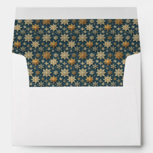 Gold Snowflakes on Blue Insert Envelope