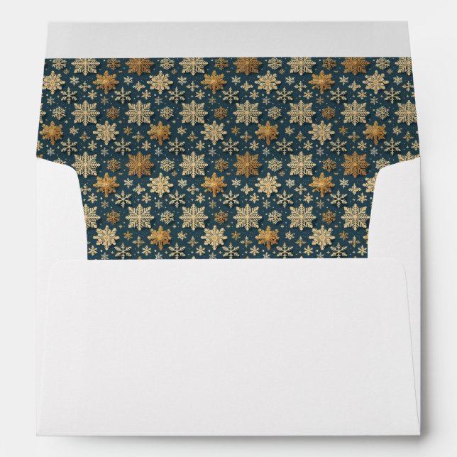 Gold Snowflakes on Blue Insert Envelope (Back (Bottom))