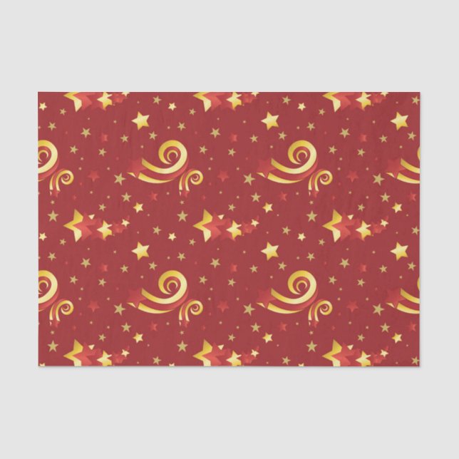 Gold Snowflakes on Christmas Red Tissue Paper (Front)