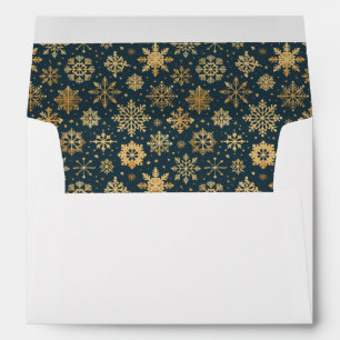 Gold Snowflakes on Dark Blue Insert Envelope
