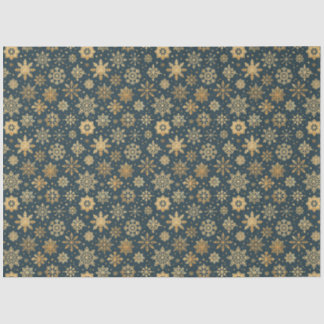 Gold Snowflakes on dark blue Tissue Paper