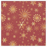 Gold Snowflakes on Dark Red Christmas Fabric