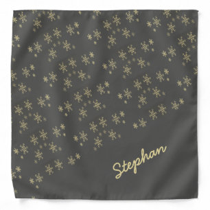 Gold snowflakes on gray bandana