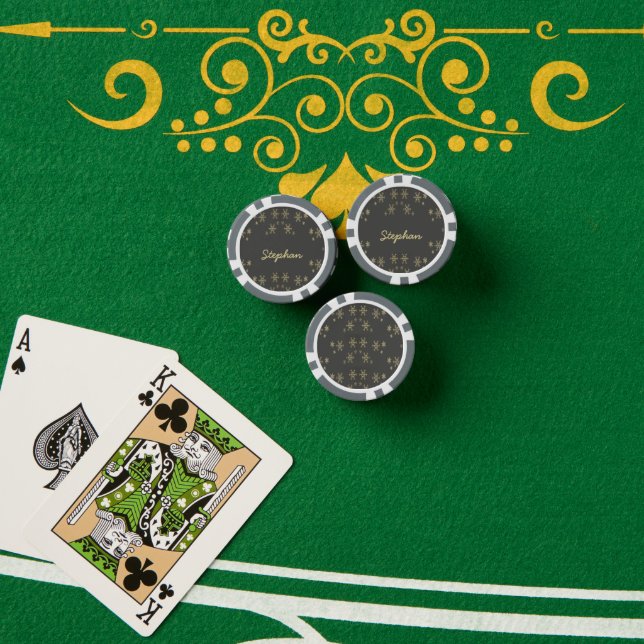 Gold snowflakes on gray poker chips (Poker Table (Stack))