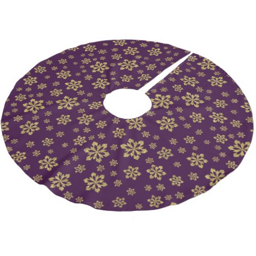 Gold Snowflakes on Purple Brushed Polyester Tree Skirt