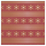 Gold Snowflakes on Red Christmas pattern Fabric