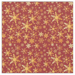 Gold Snowflakes on red pattern Christmas Fabric
