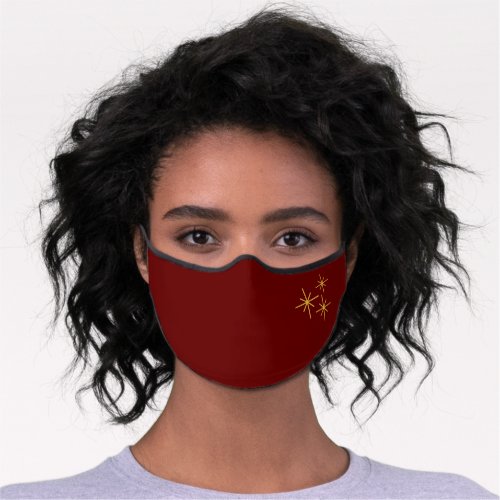 Gold Snowflakes Pattern Stylish Red Premium Face Mask