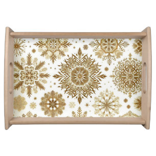 Gold snowflakes serving tray