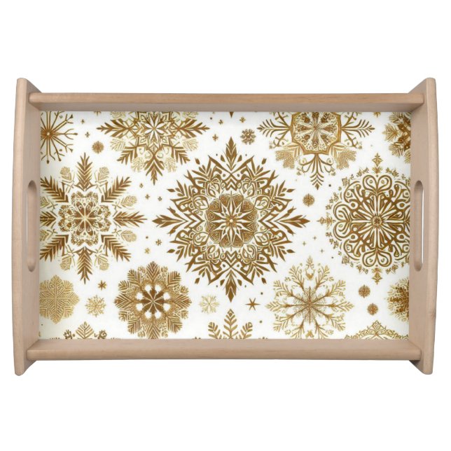 Gold snowflakes serving tray (Front)