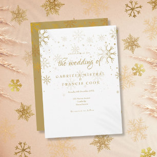 Gold Snowflakes Winter Wedding Invitation