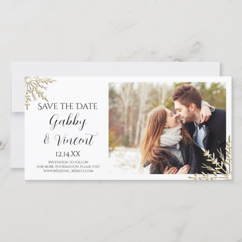 Gold Snowflakes Winter Wedding Save the Date