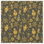 gold snowman fabric