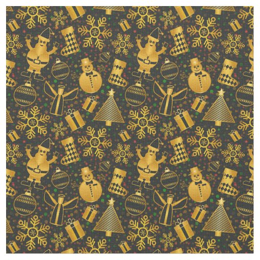 gold snowman fabric