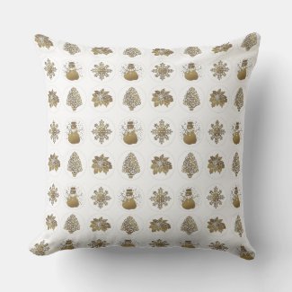 Gold Snowman Tree Poinsettia Star Pattern