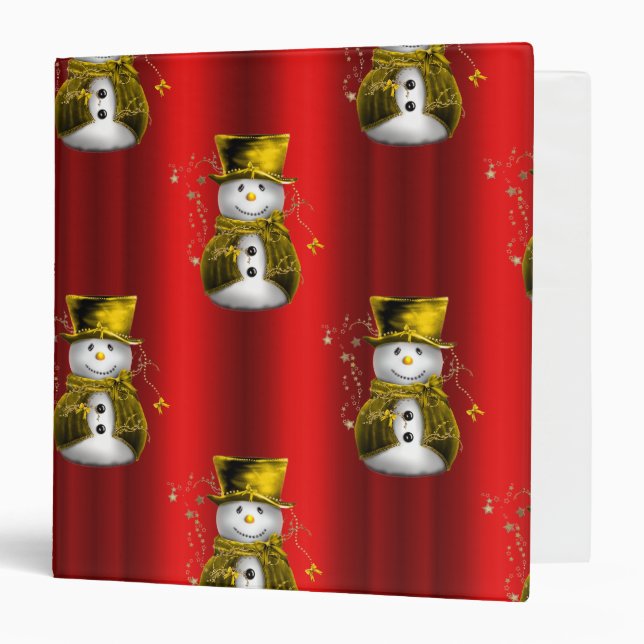 Gold Snowmen on Red Christmas Binder (Front/Inside)