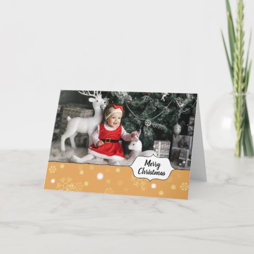 Gold Snowy Digital Photo Christmas Cards Personal