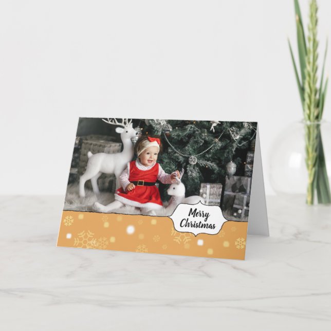 Gold Snowy Digital Photo Christmas Cards Personal (Front)