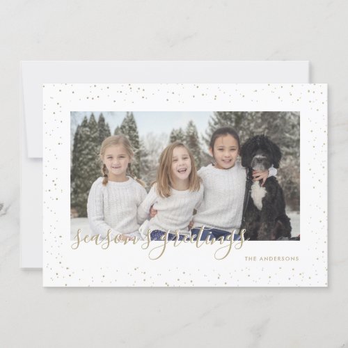 Gold Snowy Photo Seasons Greetings Cards