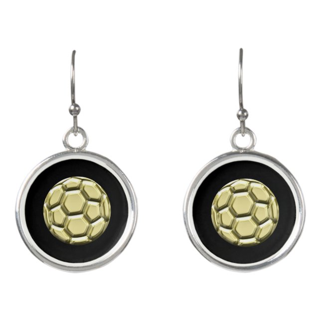 Gold Soccer Ball Earrings (Front)