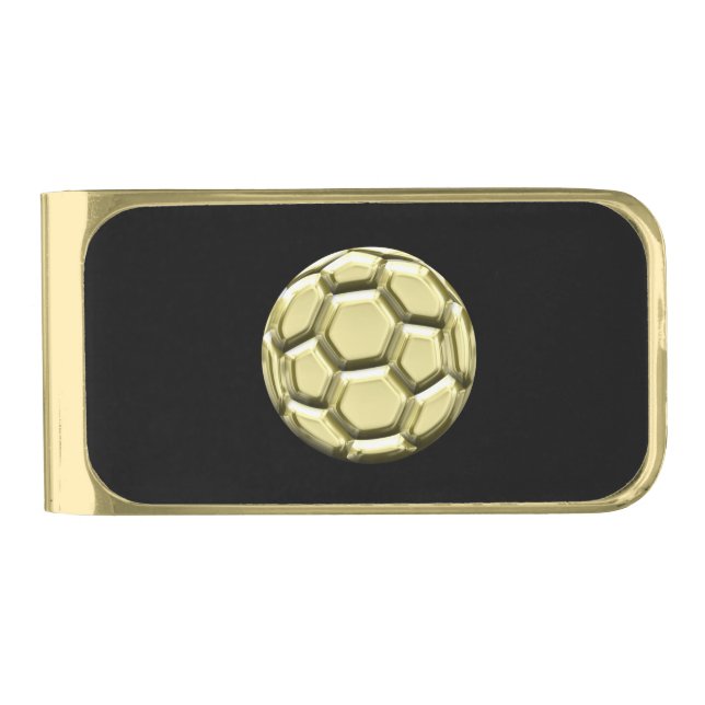 Gold Soccer Ball Gold Finish Money Clip (Front)