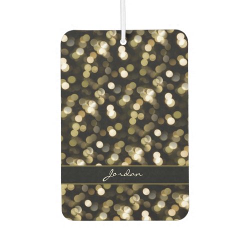 Gold Soft Focus Sparkle Lights with Name Air Freshener