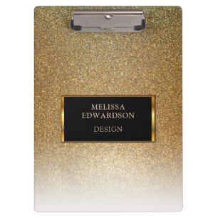 Gold sophisticated glitter personalized clipboard