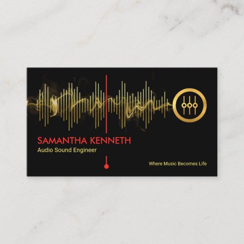 Gold Sound Frequency Lightning Studio Engineer DJ Business Card